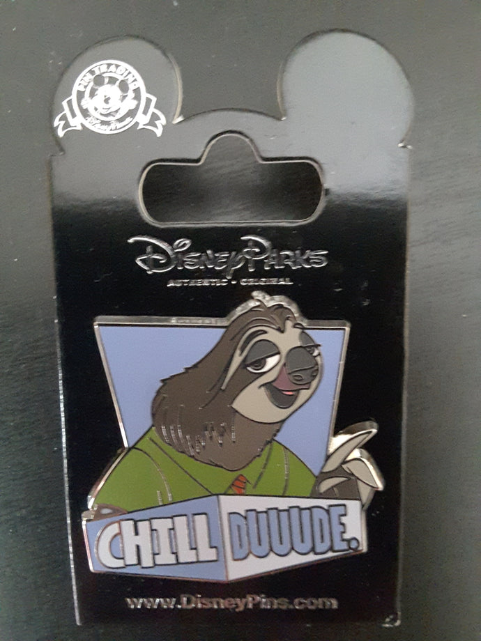 Flash From Zootopia Chill Dude Pin New on Card