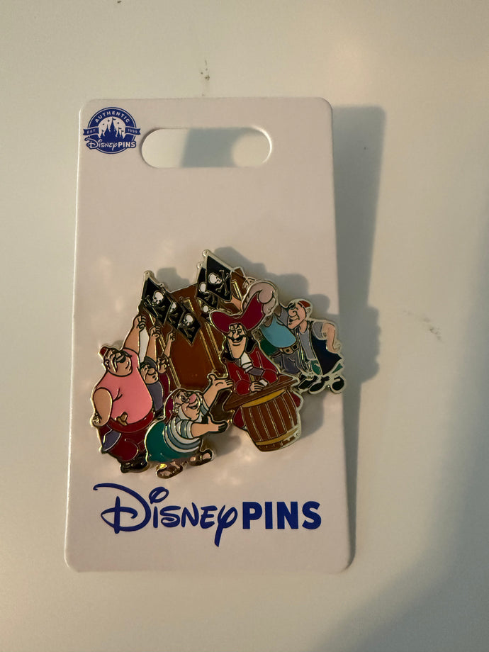 Captain Hook, Smee, and Pirates Pin New on Card