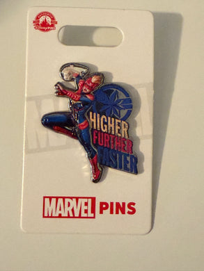 Captain Marvel Higher Further Faster Pin New on Card