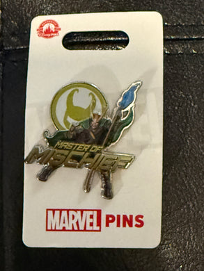 Loki Master of Mischief Pin New on Card