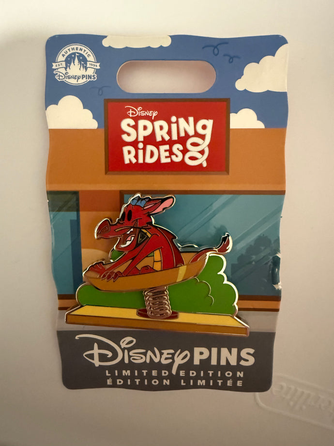 Mushu Spring Rides Limited Edition Pin New on Card