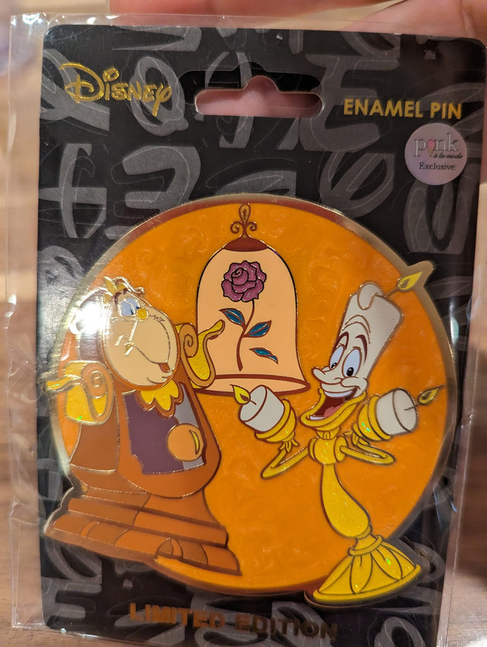 Cogsworth and Lumiere from Beauty and the Beast Limited Edition Pin New on Card