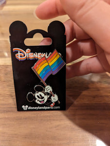 Mickey with Pride Flag Disneyland Paris Pin New on Card