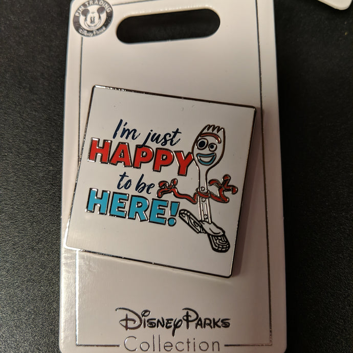 Forky from Toy Story I'm Just Happy to be Here Pin New on Card