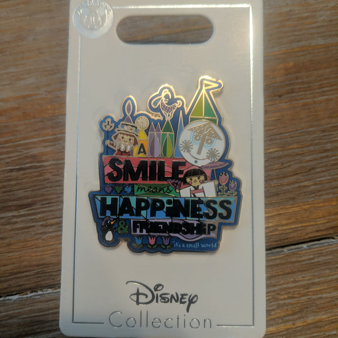 Small World Smile Means Happiness and Friendship Pin New on card