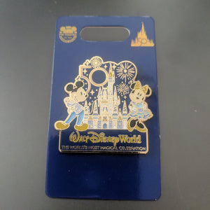 Mickey and Minnie with Castle 50th Anniversary Pin New on Card