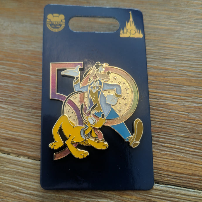 Pluto and Goofy 50th Anniversary Pin New on Card