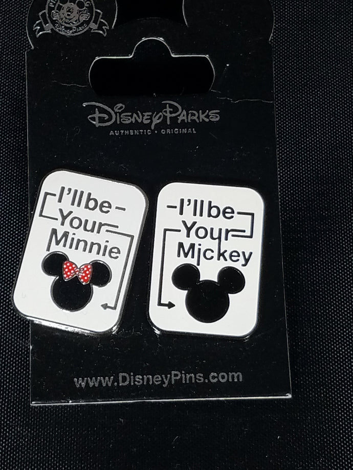 I'll be Your Minnie and I'll be Your Mickey 2 Pin Set New on Card
