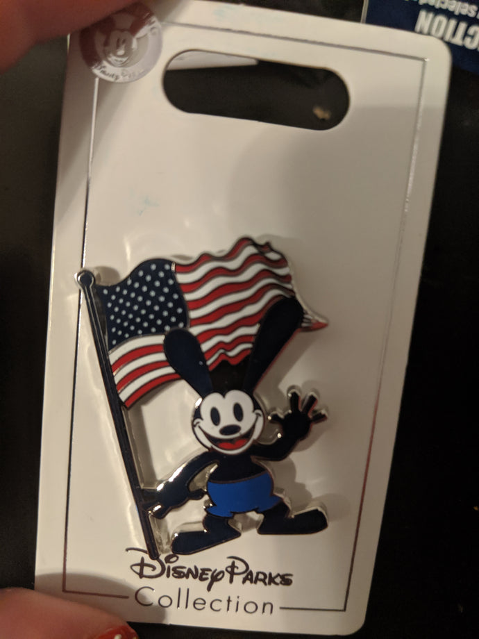 Oswald with American Flag Pin New on Card