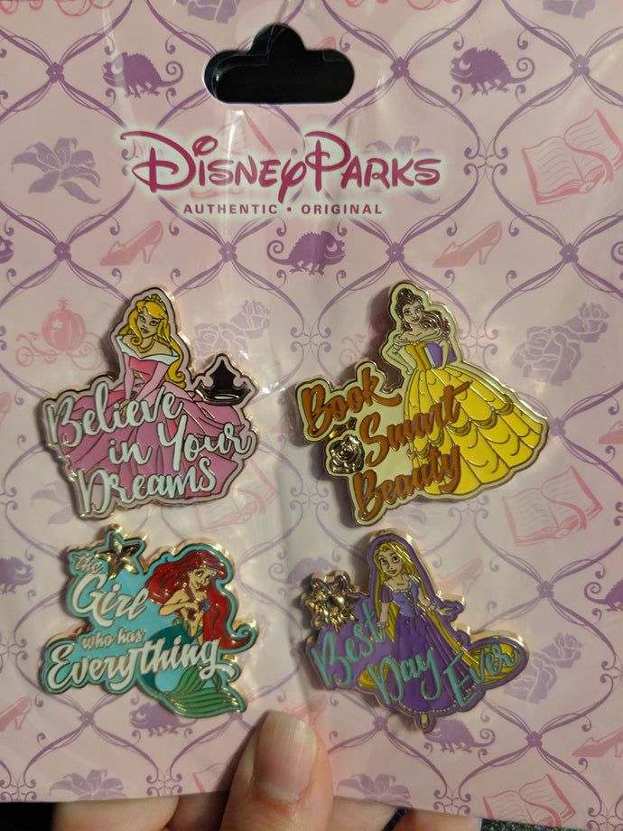 4 Pin Princess Booster Featuring Aurora, Belle, Ariel, and Rapunzel