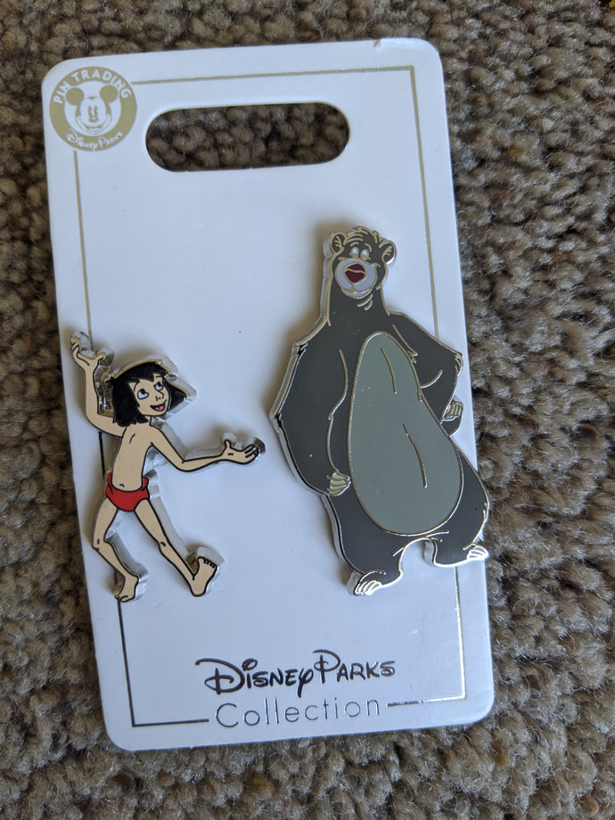 Jungle Book Mowgli and Baloo Pin New on Card