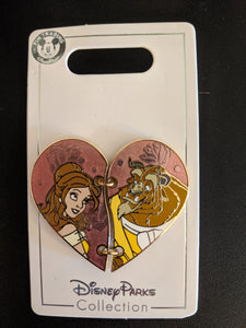 Beauty and the Beast Heart Pin New on Card