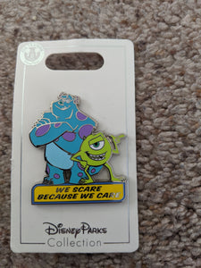 Monsters Inc We Scare Because We Care Pin New on Card