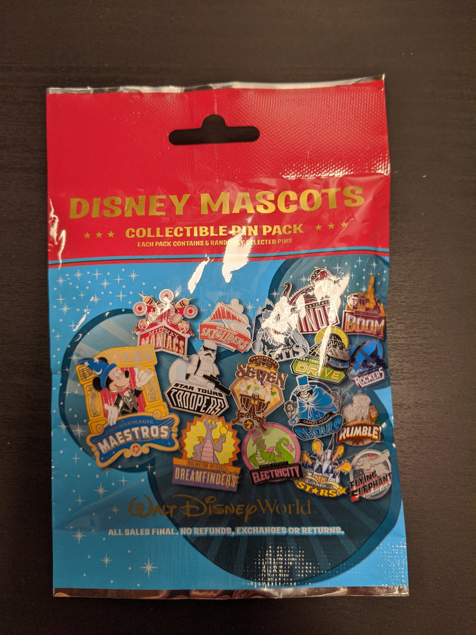Walt Disney World Mascots 5 Pin Mystery Bag