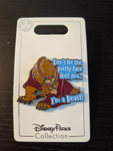 Don't Let the Pretty Face Fool You Beast Pin New on Card