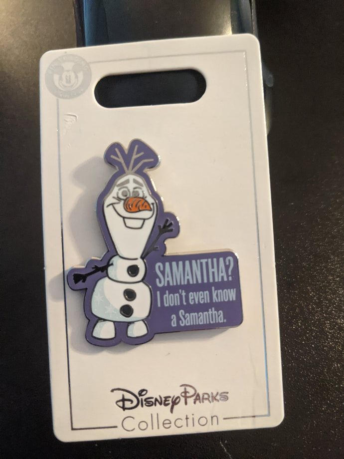 Olaf from Frozen 2 Samantha Pin New on Card
