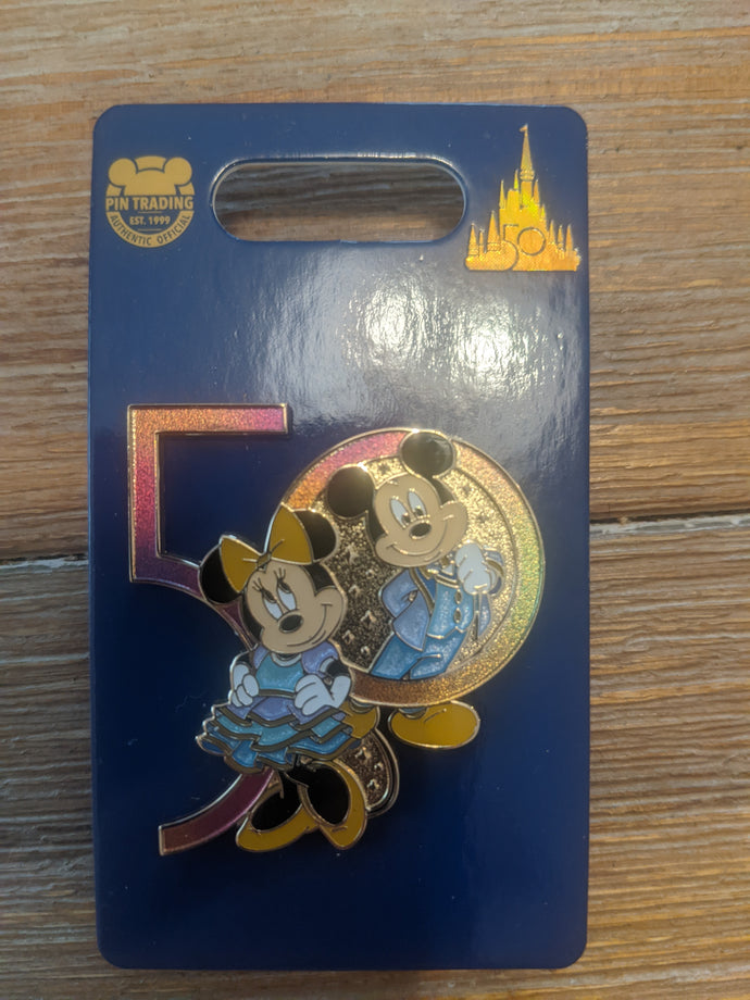 Mickey and Minnie 50th Anniversary Pin New on Card